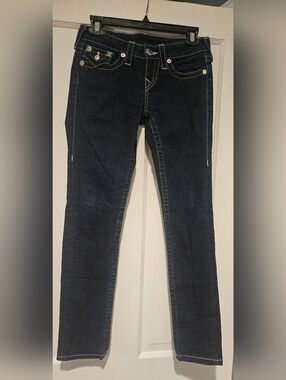 True Religion Women's Dark Indigo Low Rise Skinny Jeans